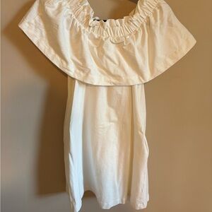 H&M White Dress with Ruffled Neckline